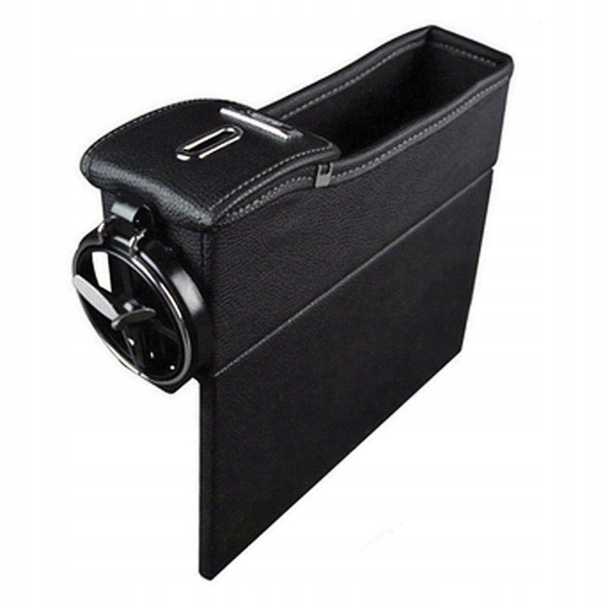 SKÓRZANY SCHOWEK ORGANIZER CUPHOLDER DO SAMOCHODU