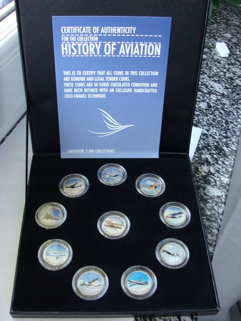 Zestaw monet kolekcjonerskich Historia Lotnictwa