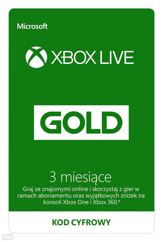 XBOX LIVE GOLD 3 MIESIĄCE PL EU ONE 360 24/7 2 MIN