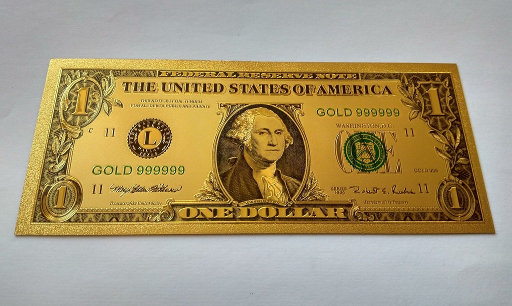 1996r. USA WASHINGTON - 1 DOLAR - Au plated kolor