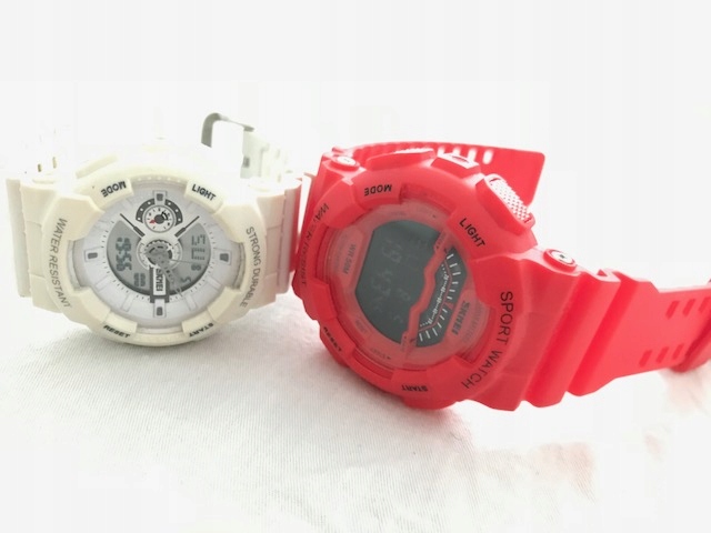 Zegarki zegarek sport biały i czerwony jak g-shock