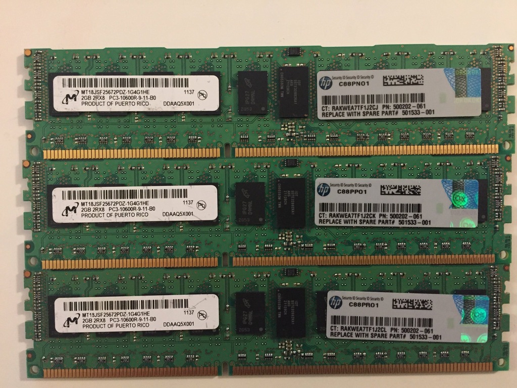 RAM 3x2GB PC3-10600R-9-11-B0