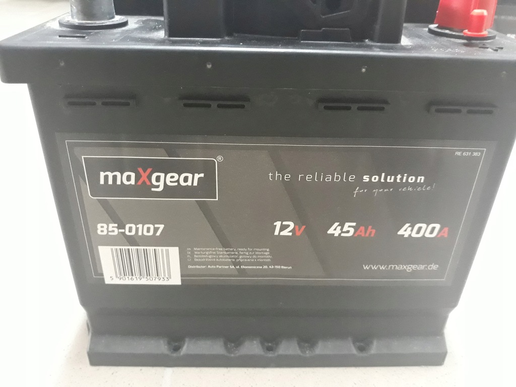Akumulator Maxgear 12V 45AH/400A P+Szczurowa,Bochn