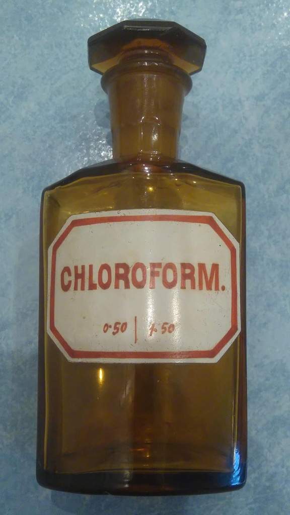 CHLOROFORM - STARA BUTELKA APTECZNA, SZPITALNA