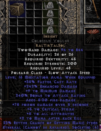 D2 Diablo 2 Ladder ETH INSIGHT Olśnienie Merc