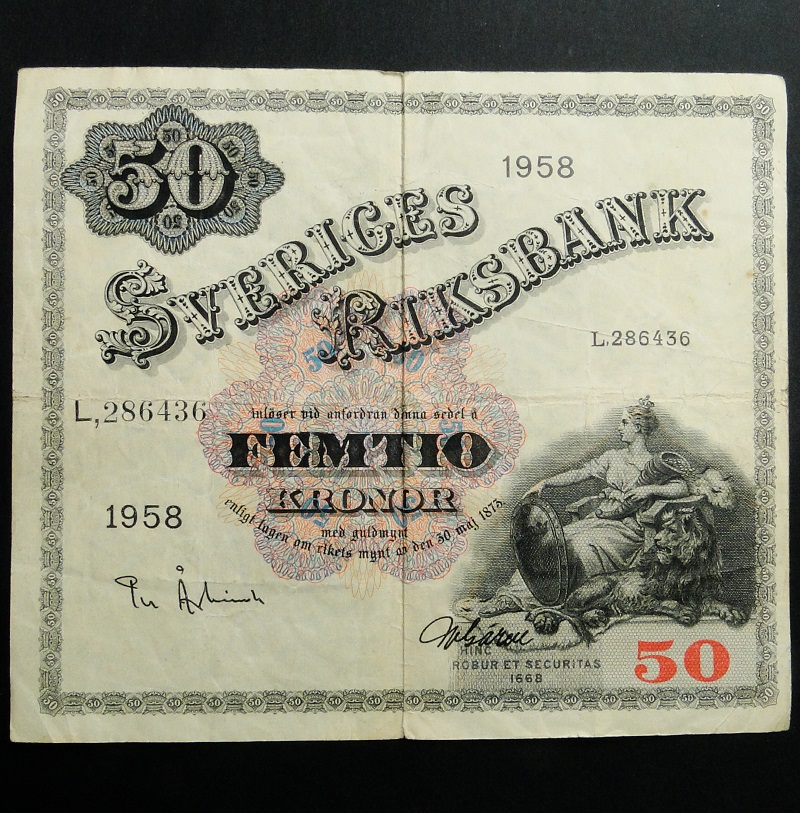 1958 Szwecja Riksbank 50 koron - 50 kronor