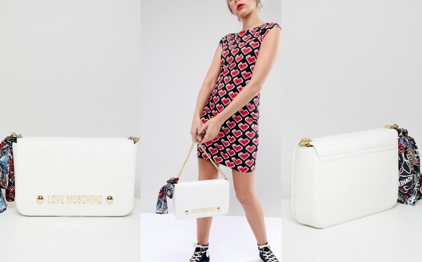 P9A404*LOVE MOSCHINO BIAŁA TOREBKA LOGO T02