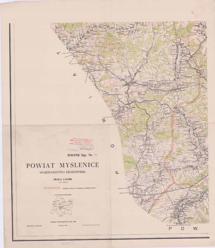 Mapa 1:25.000 powiat Myślenice woj. krakowskie