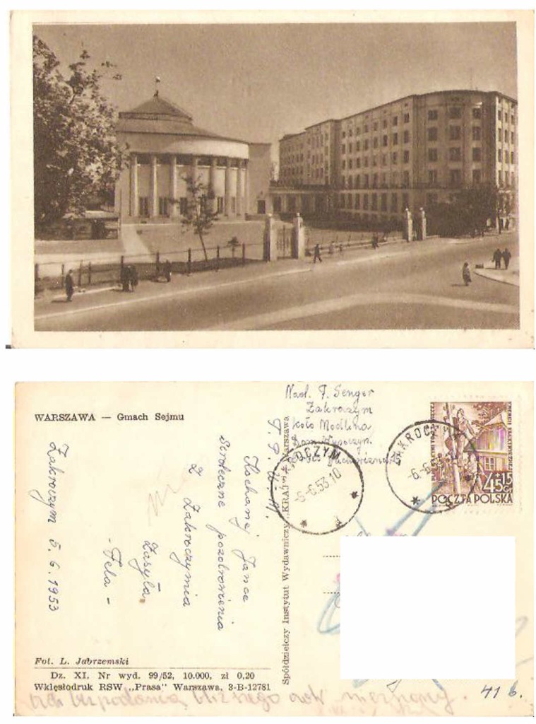 WARSZAWA --- SEJM --- HOTEL SEJMOWY --- 1952