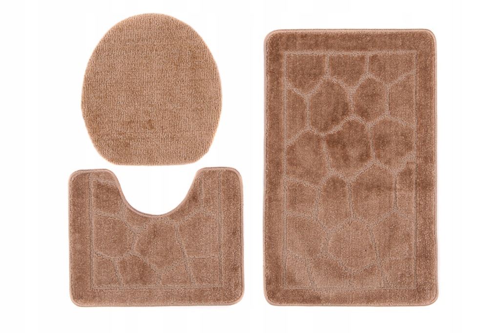 DYWANIKI ŁAZIENKOWE SOFTY 3 CZĘŚCIOWE BRUK CAMEL