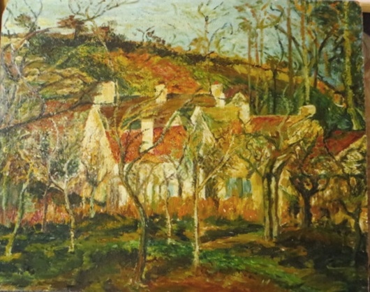 Ręcznie malowany obraz wg Pissaro Czerwone dachy