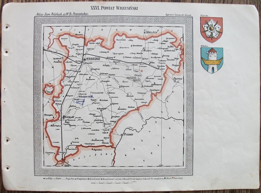 WRZEŚNIA - MIŁOSŁAW -- stara mapa z 1911 r