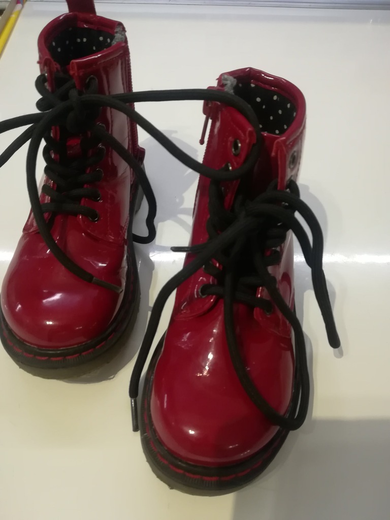 ZARA KIDS buty glany lakierowane czerwone 25