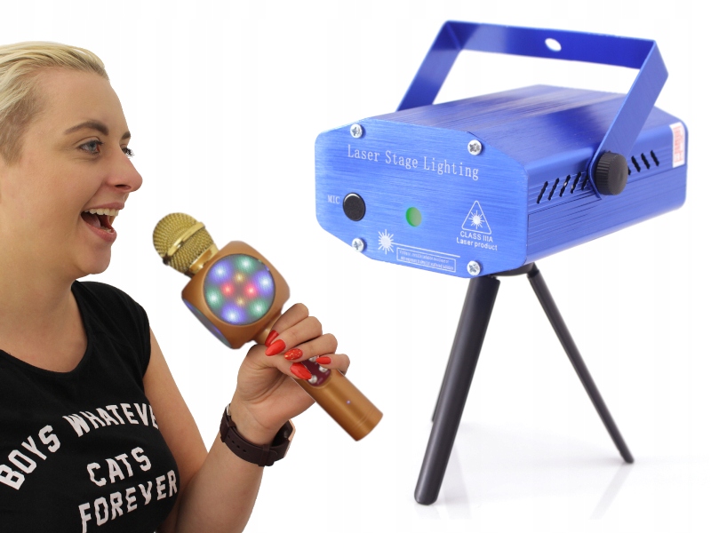PROJEKTOR LASEROWY NA DYSKOTEKE+MIKROFON KARAOKE