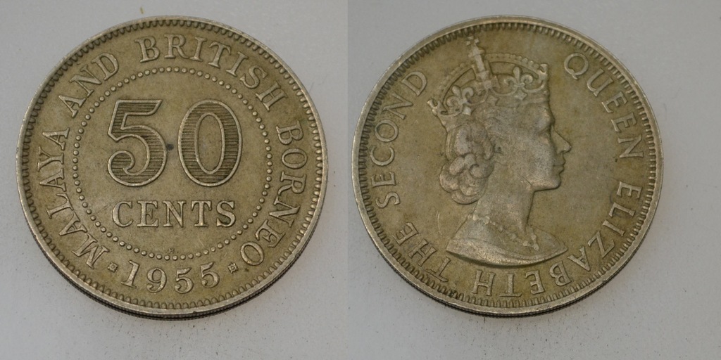 Malaje i Borneo Malaya 50 Cents 1955 H rok BCM