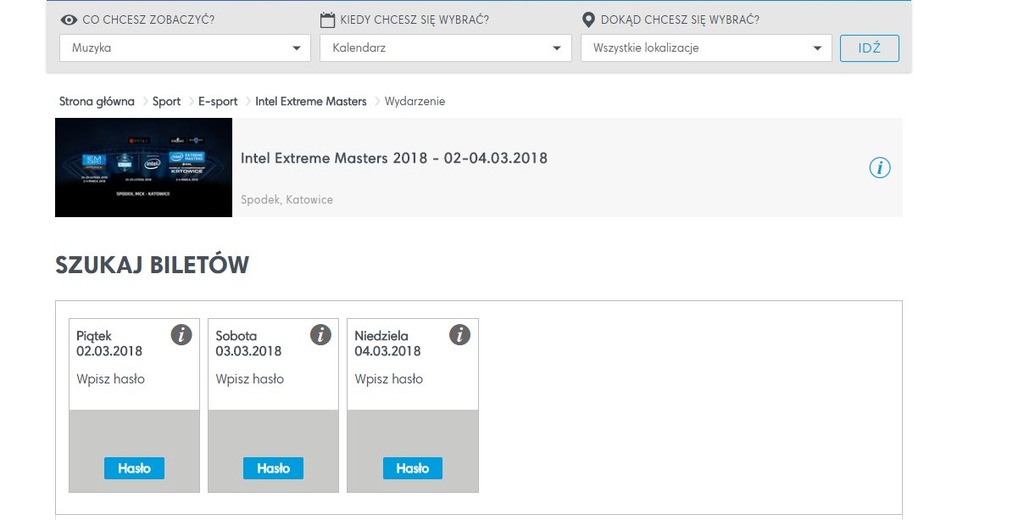 Bilet IEM katowice 2018 1 DZIEŃ