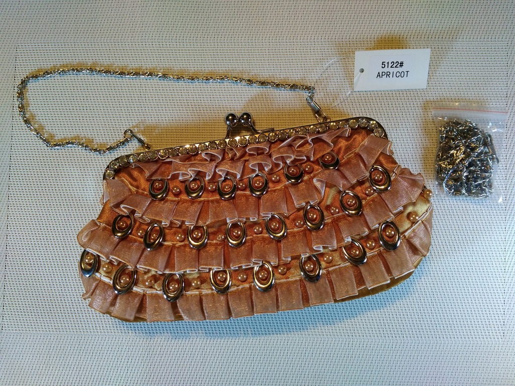 Włoska torebka kopertówka retro miedziana koraliki