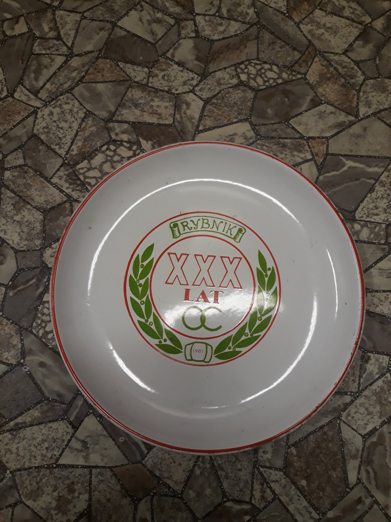 Talerz emaliowany Rybnik XXX lat Obrony Cywilnej