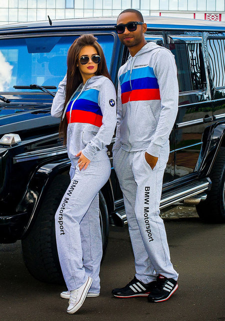Dres komplet dresy BMW szare M/L damski