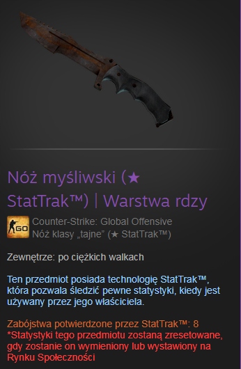 Nóż CSGO | Nóż Myśliwski WARSTWA RDZY StatTrack