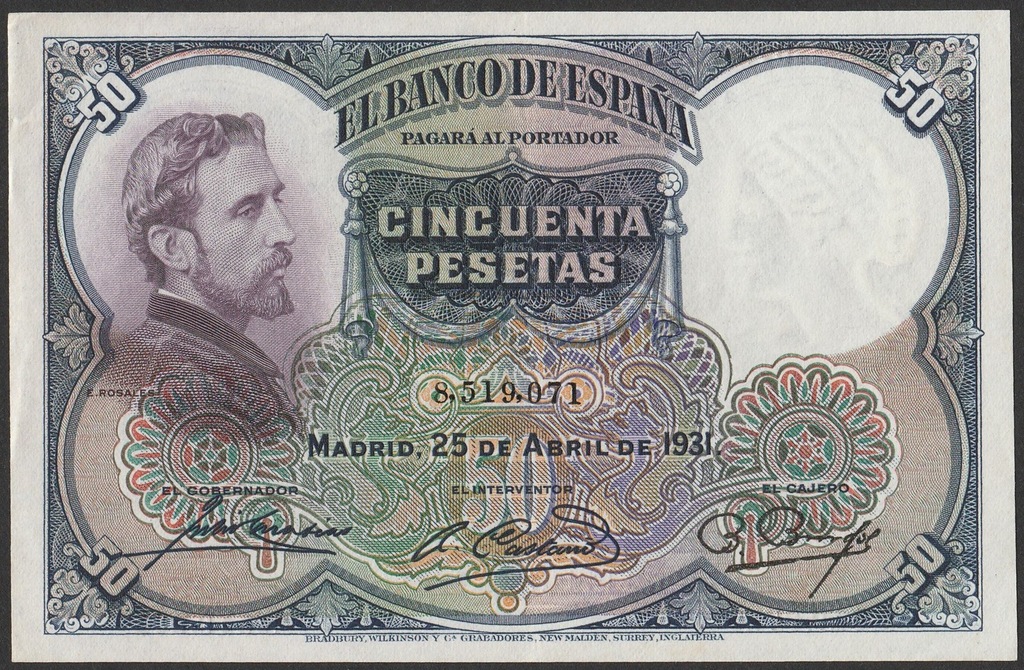 Hiszpania - 50 peset - 1931 - 8,519, Rosales