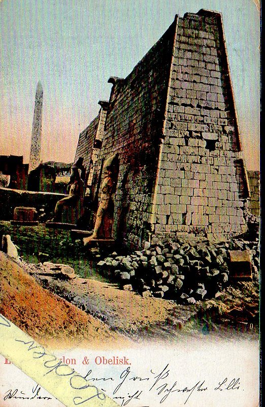 EGIPT LUKSOR PYLON OBELISK LITOGRAFIA 1906