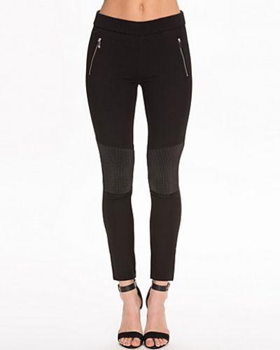 VILA - czarne spodnie leginsy z zamkami - L/XL