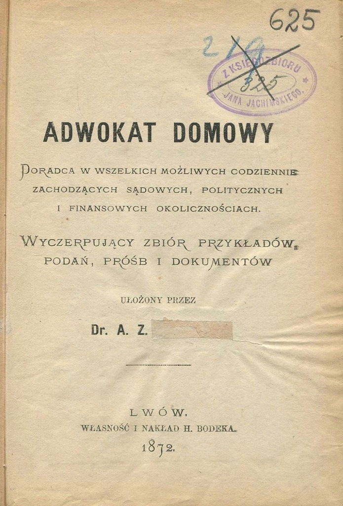 ADWOKAT DOMOWY 1872 prawo PODANIA PROŚBY
