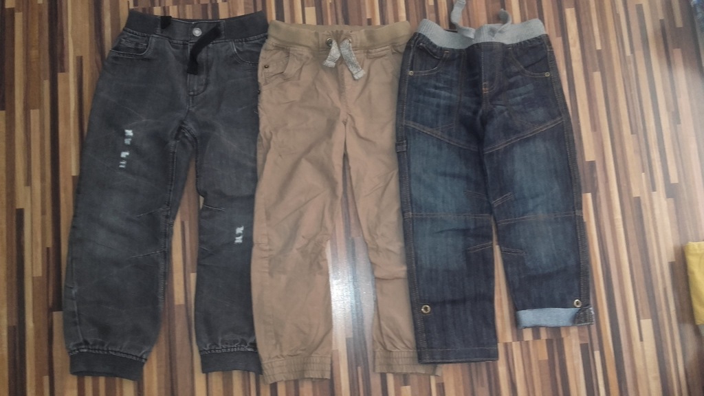 Spodnie jeansy joggersy 3szt Rebel F&amp;F 116 5-6