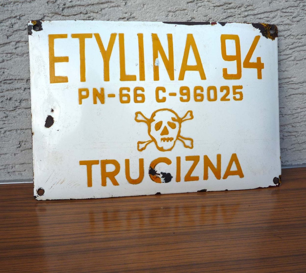 Etylina 94 tablica emaliowana PRL Junak SHL Syrena