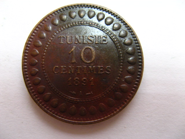 10 centimes 1891 Tunezja stan 3+