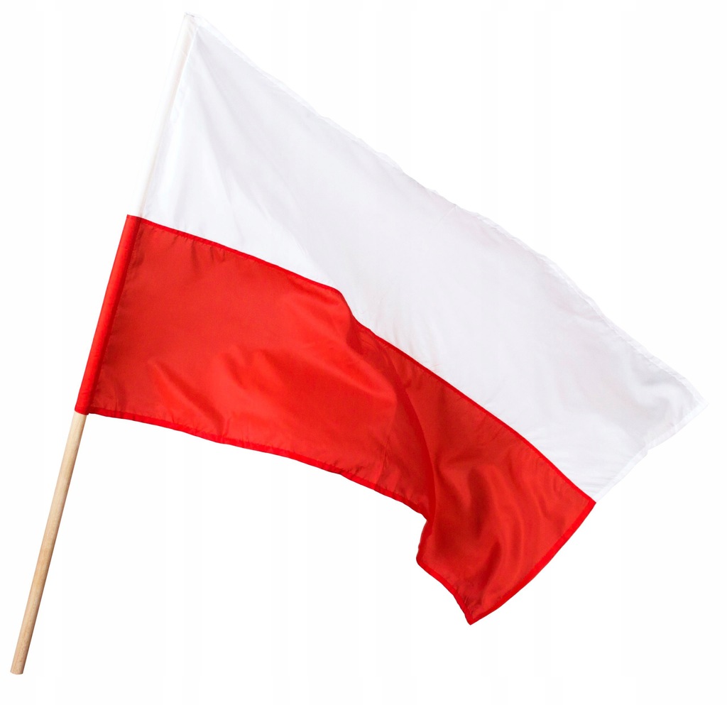 FLAGA FLAGI POLSKA POLSKI NARODOWA 112x70cm+ kijek - 7625035230