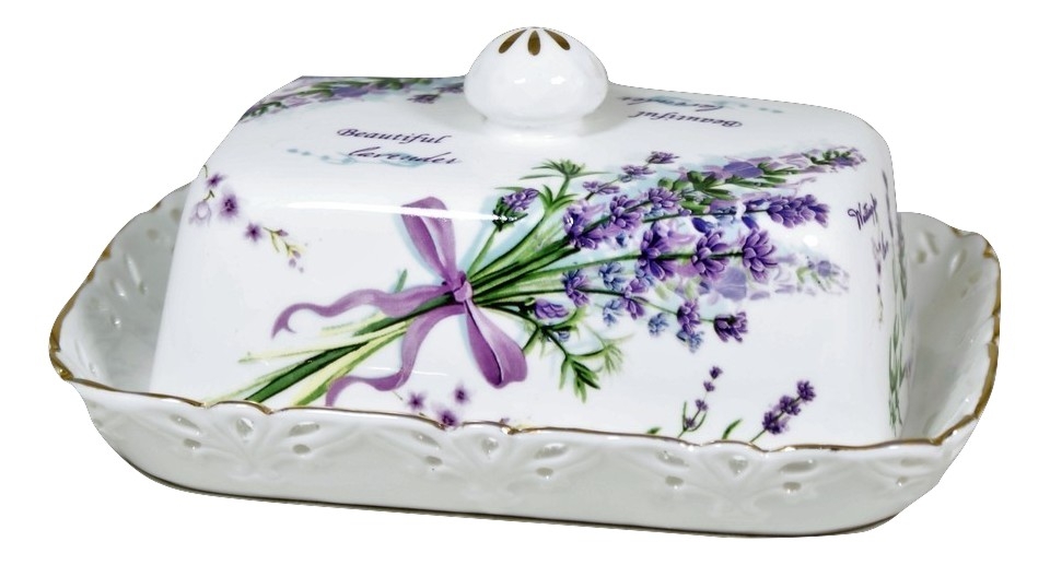 PORCELANOWA MASELNICZKA   LAWENDA
