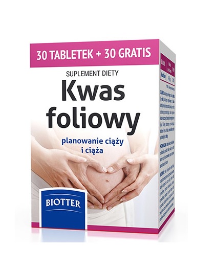 Kwas foliowy 60 tabletek BIOTTER ciąża