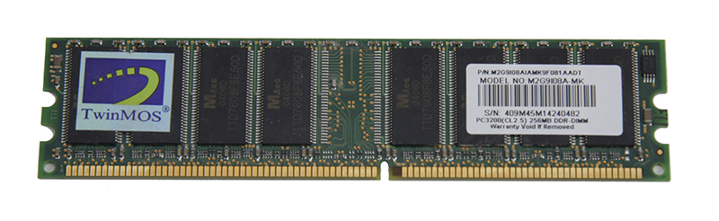 RAM TwinMOS 256MB PC3200 CL2.5 8c 32x8 DDR DIMM