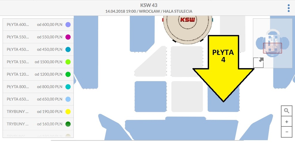 BILET-Y GALA KSW 43 -HALA STULECIA -WROCŁAW -PŁYTA