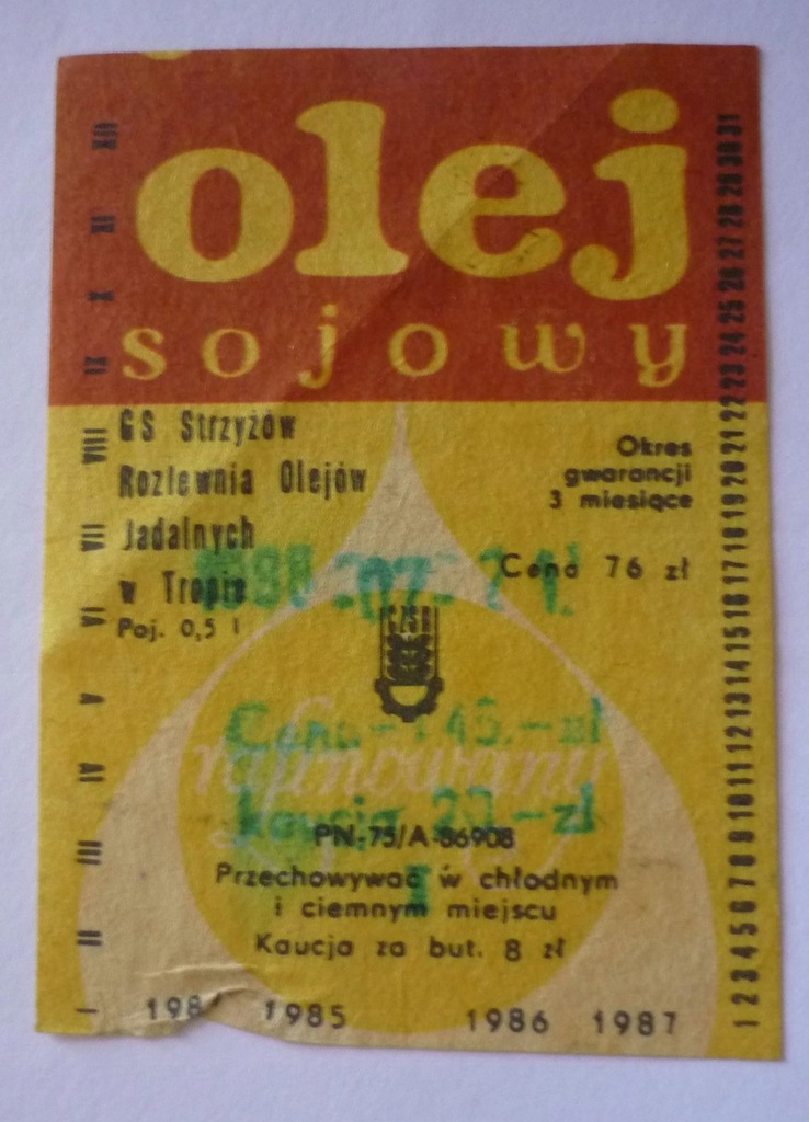 etykieta - PRL - OLEJ - STRZYŻÓW / TROPIE