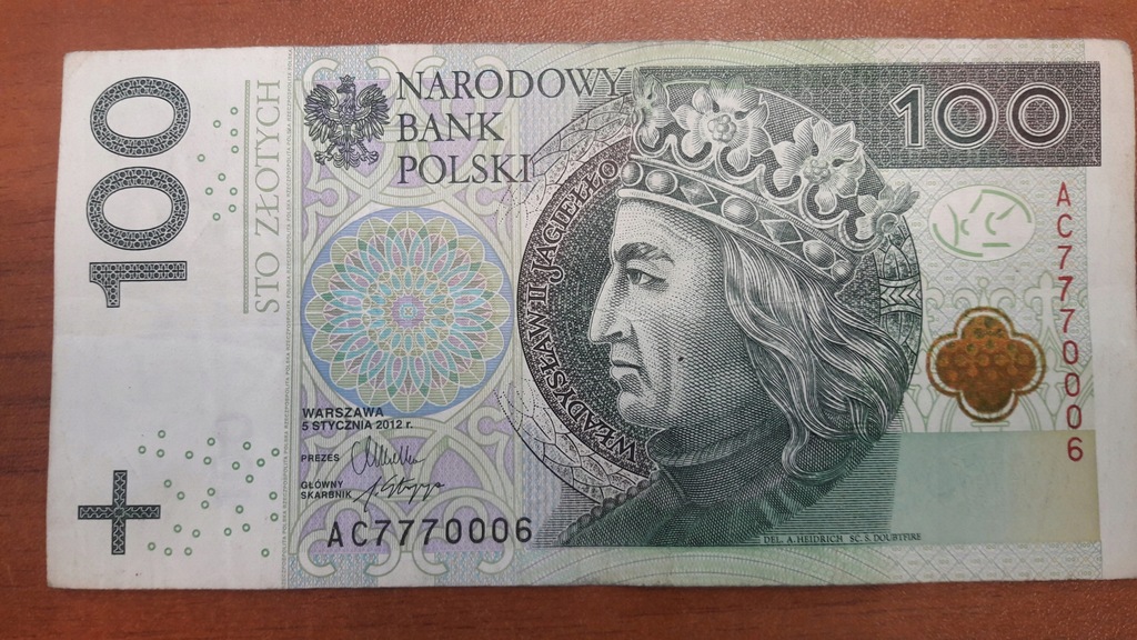 Banknot 100 zł, Seria AC 777....