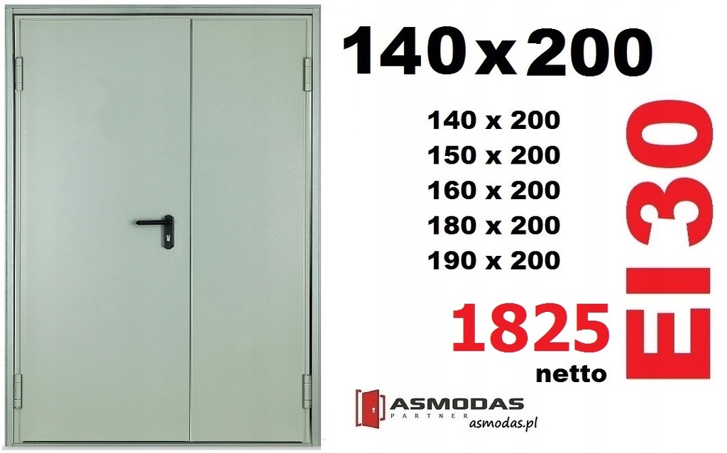 DRZWI PRZECIWPOŻAROWE PPOŻ 140x200 EI30