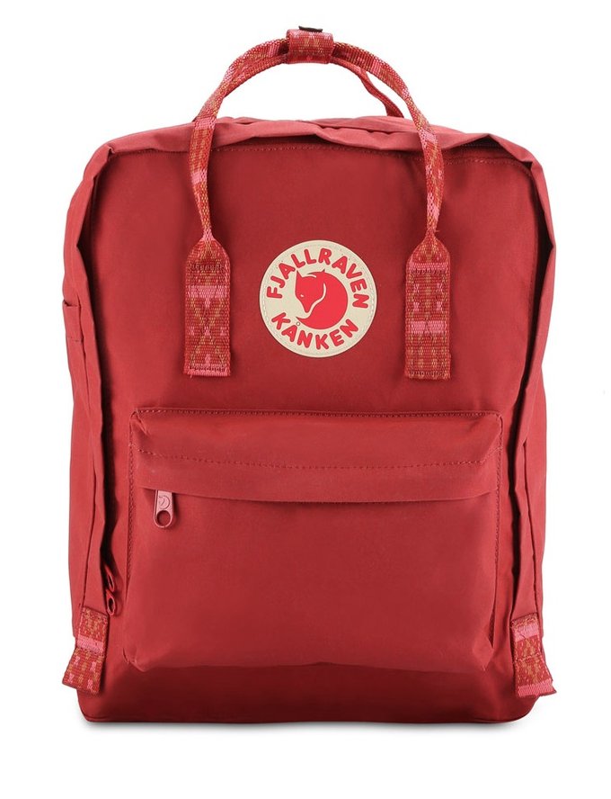 fjallraven kanken deep red folk pattern