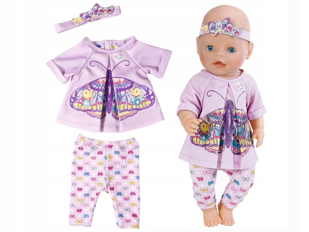 UBRANKO DLA LALKI z MOTYLEM SPODNIE BABY BORN