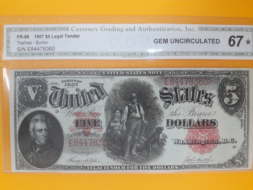 5 dolar 1907 CGA GEM UNC 67 FR-88