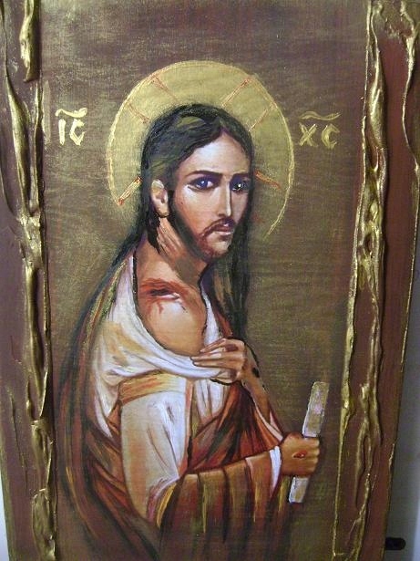IKONA Jezus Chrystus z Najświętszą Raną Ramienia