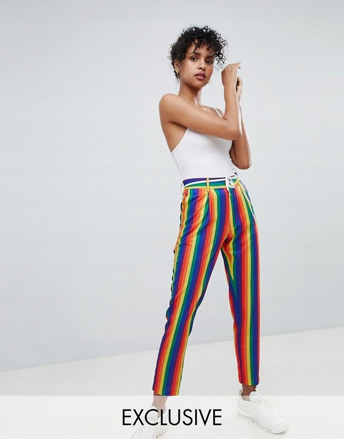 DAISY STREET Tęczowe spodnie chinos (40)