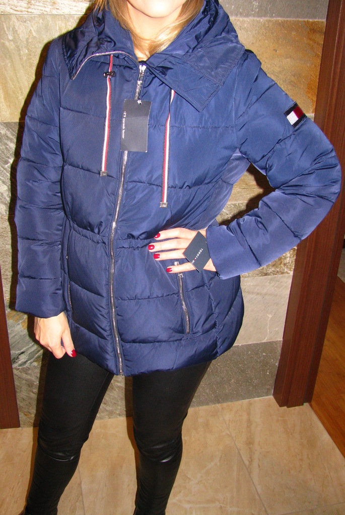 TOMMY HILFIGER Granatowa Puchowa Kurtka roz. M - 7189429747 - oficjalne