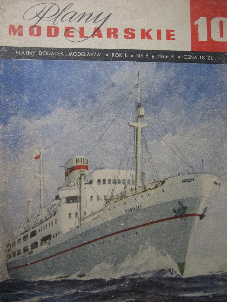 Plany Modelarskie M/S SOBIESKI nr 10 Rok 1966