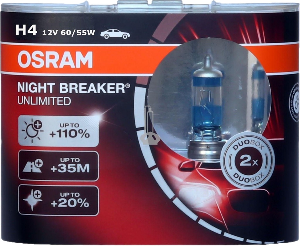OSRAM NightBreaker Unlimited Plus H4 +110% set x2 - 6943631772 ...