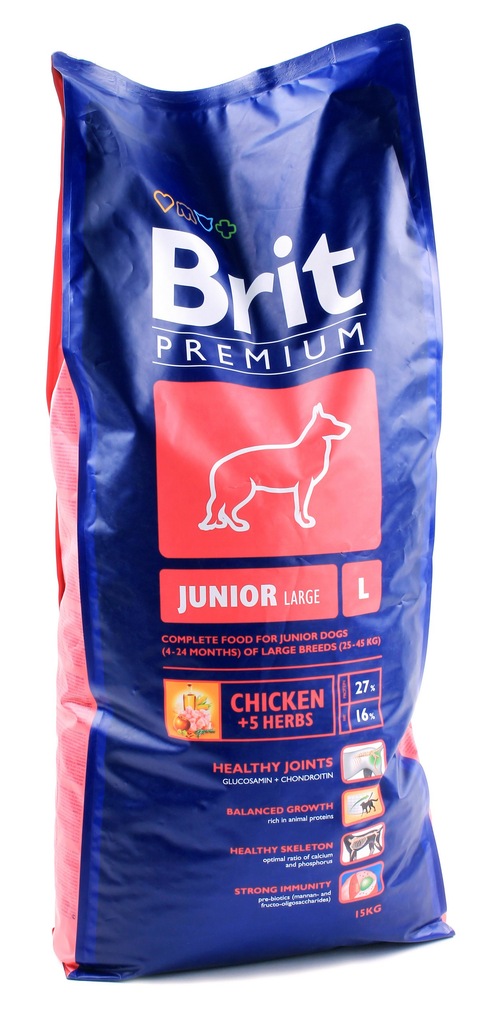 BRIT Premium karma psa JUNIOR Large 15kg +Gratis!