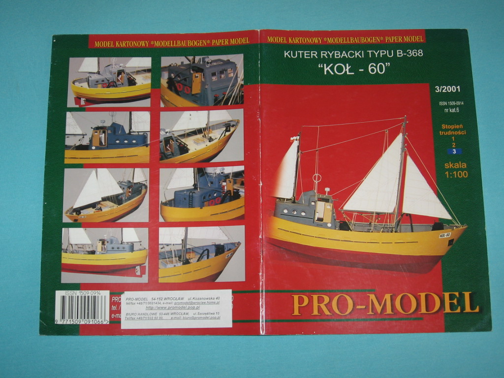 wyd. PRO-MODEL  - kuter rybacki typu B-368  KOŁ-60