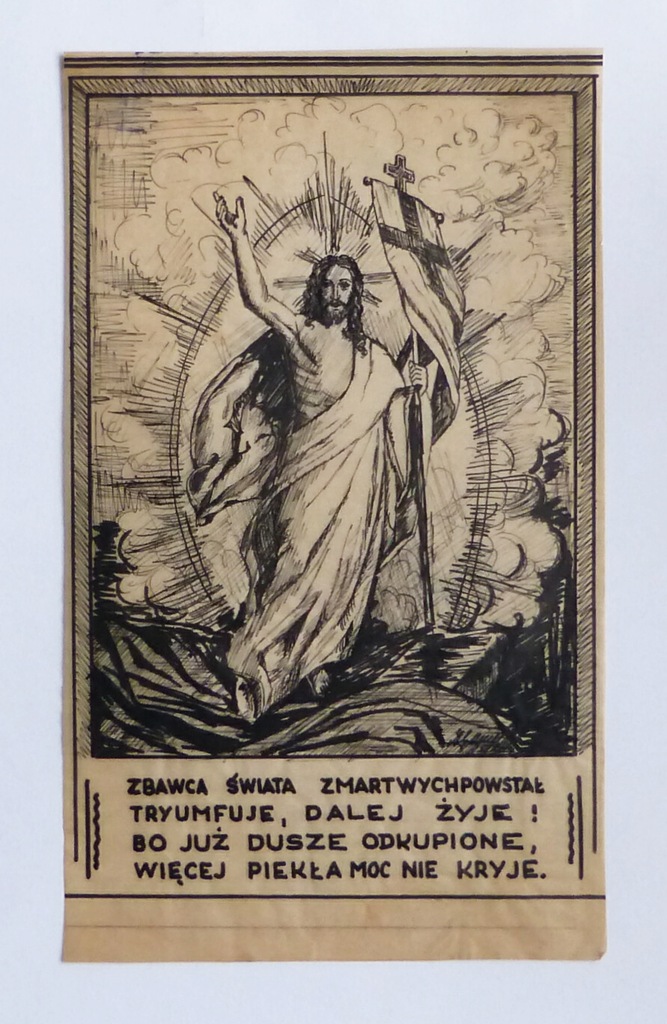 JEZUS CHRYSTUS ZMARTWYCHWSTAŁY - stara grafika
